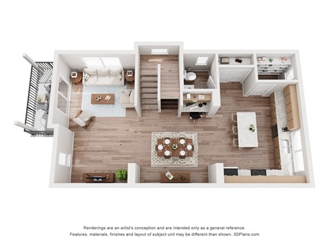 Floor plan for 3 beds, 2.5 baths, 1733 sqft